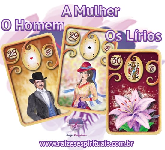 O Homem, A Mulher e Os Lírios - Cada uma destas cartas ciganas, combinada com um naipe, tem o seu significado único e preciso.