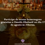 Homenagem a Omulú, participe!