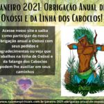 Janeiro 2021: Obrigação Anual de Oxóssi e da Linha dos Caboclos!